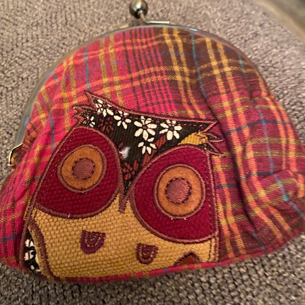 Karma Multicolor Plaid Owl Cosmetic Case